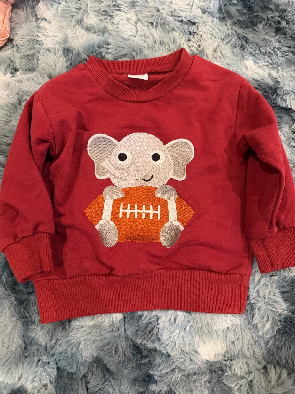 Red Kids Sweatshirt with Elephant & Football university of Alabama